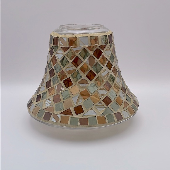 Yankee Candle Jar Shade/Topper, HARMONY MOSAIC, Glass Tiles Blue/Browns, Sticker - Picture 1 of 10